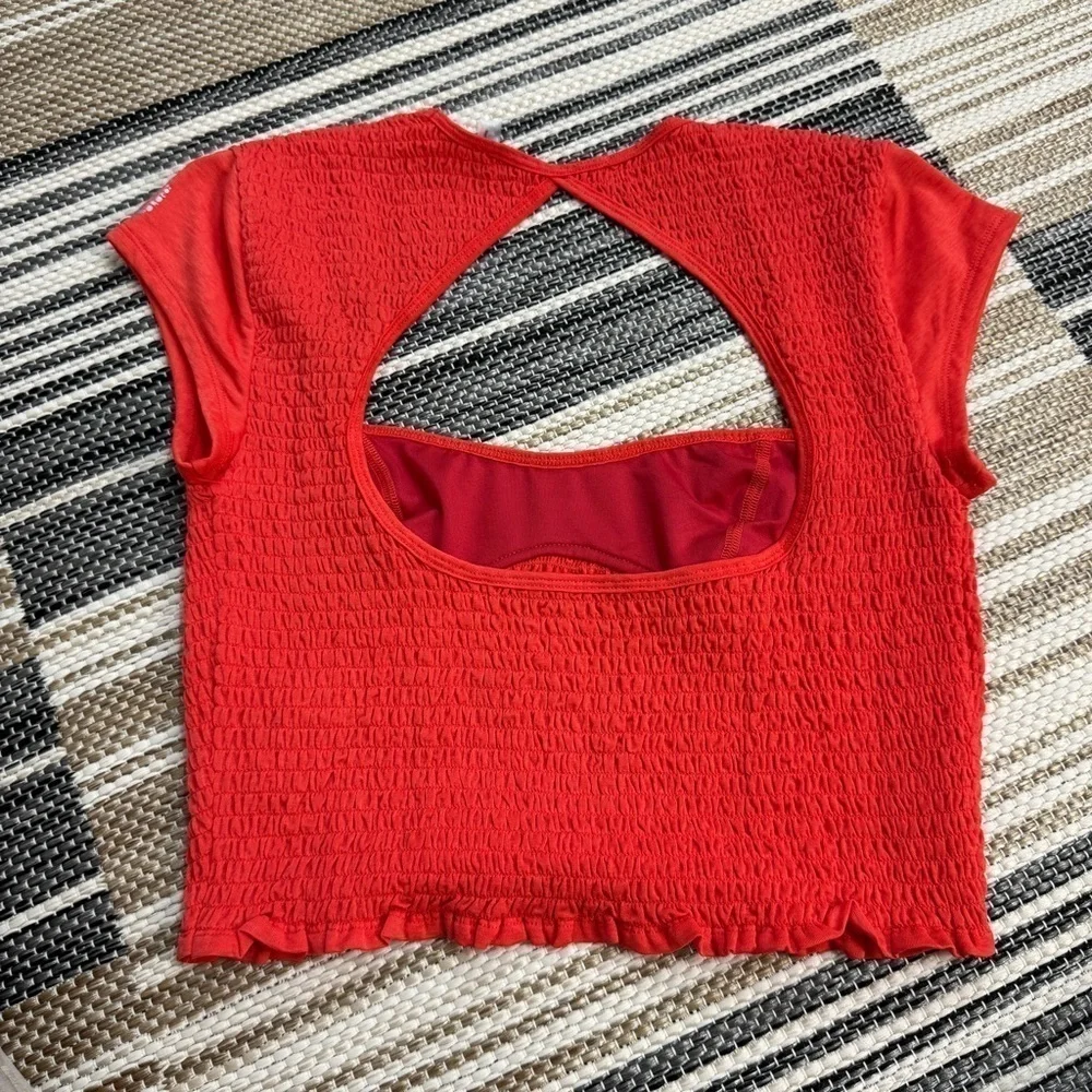 Free People Elasticized Waist Open Back Crop‎ Top Size Medium Women